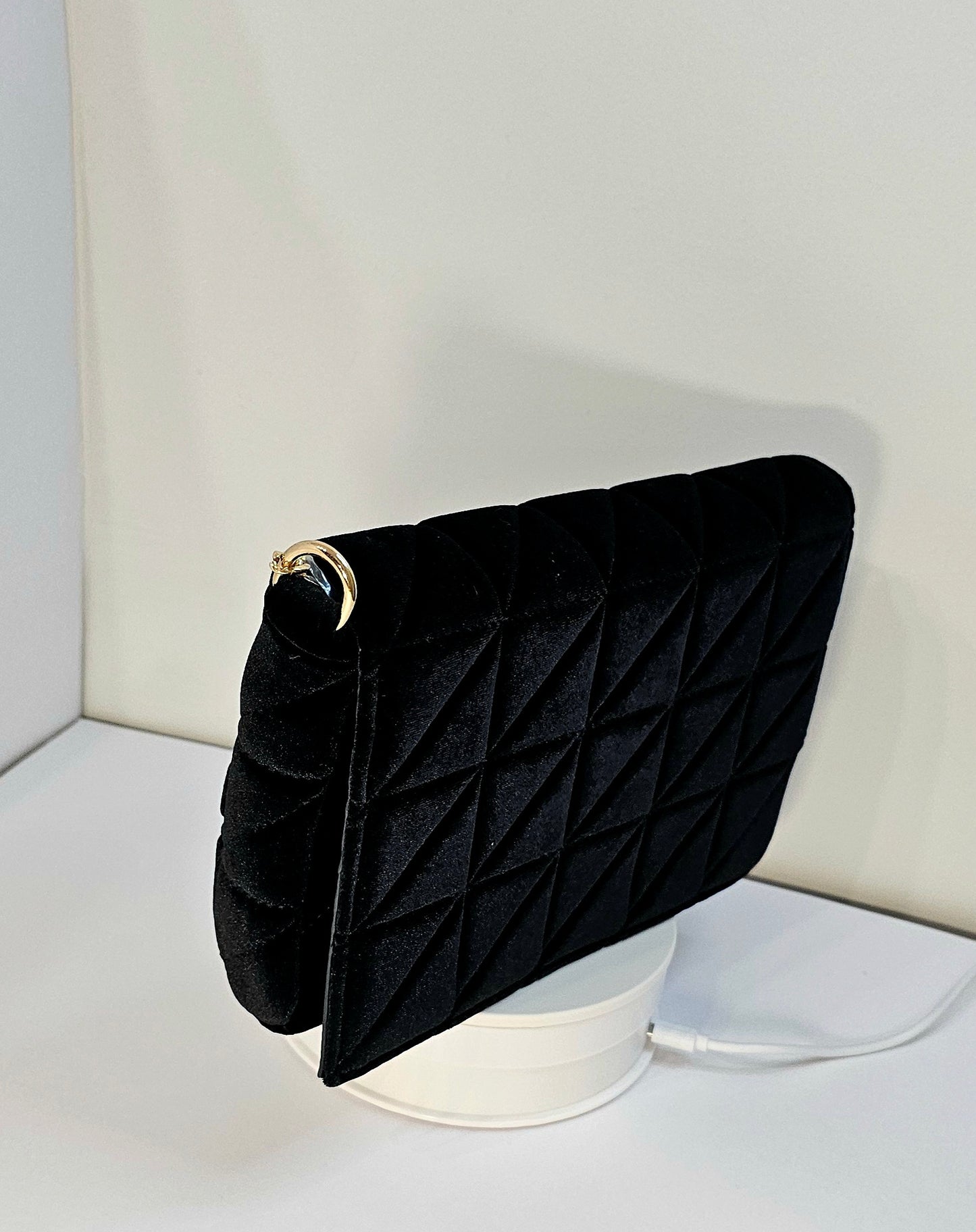 Sac Pochette velour matelassé